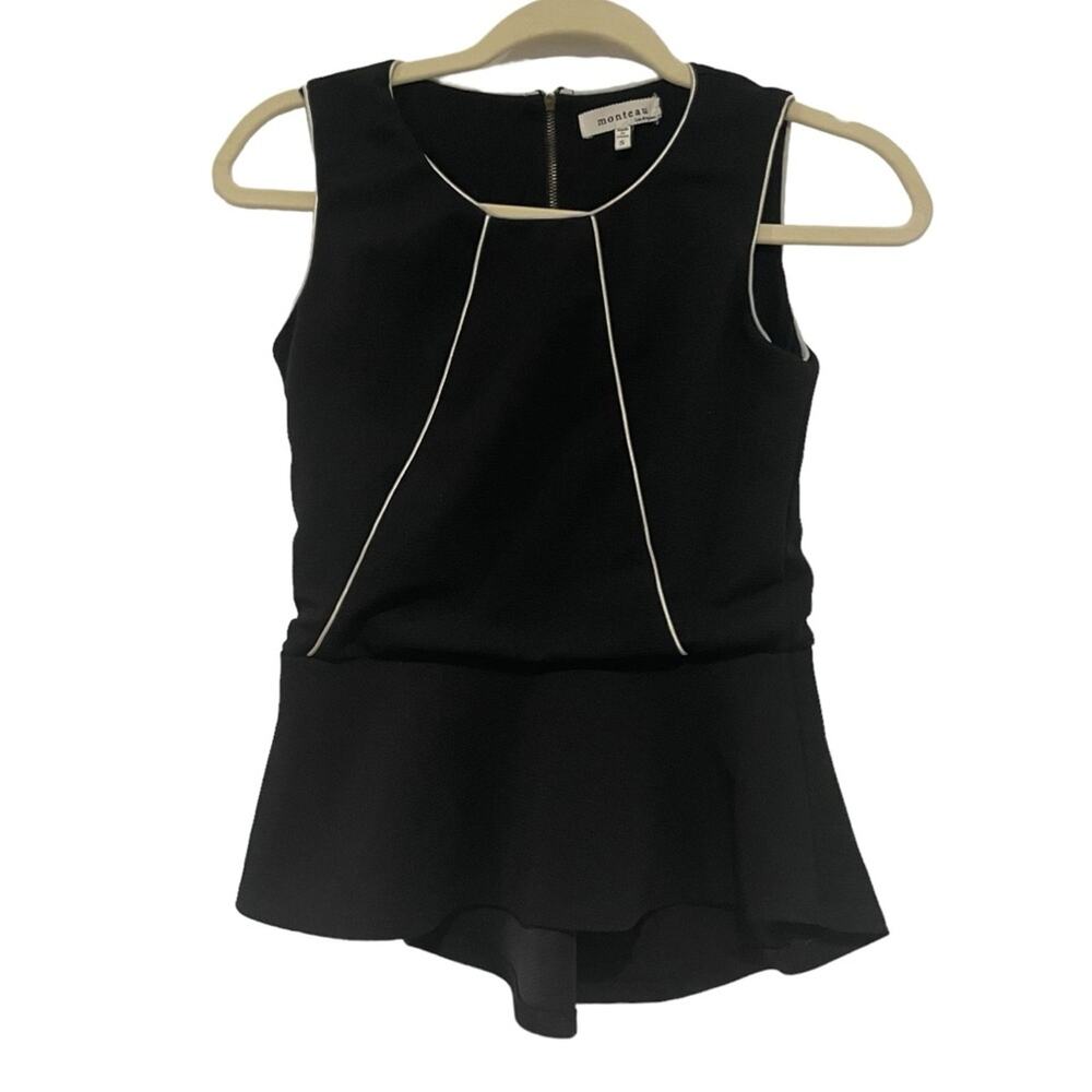 Monteau Black Peplum Sleeveless Blouse Size Small